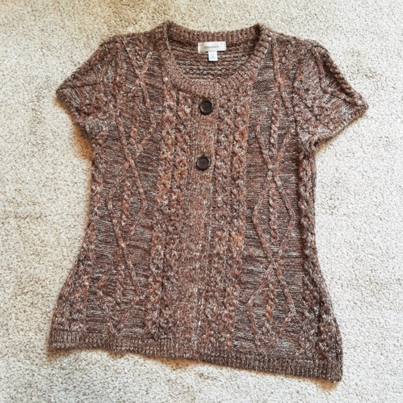 Dressbarn Brown Knit Button Short Sleeve Cardigan Size M - Picture 7 of 13